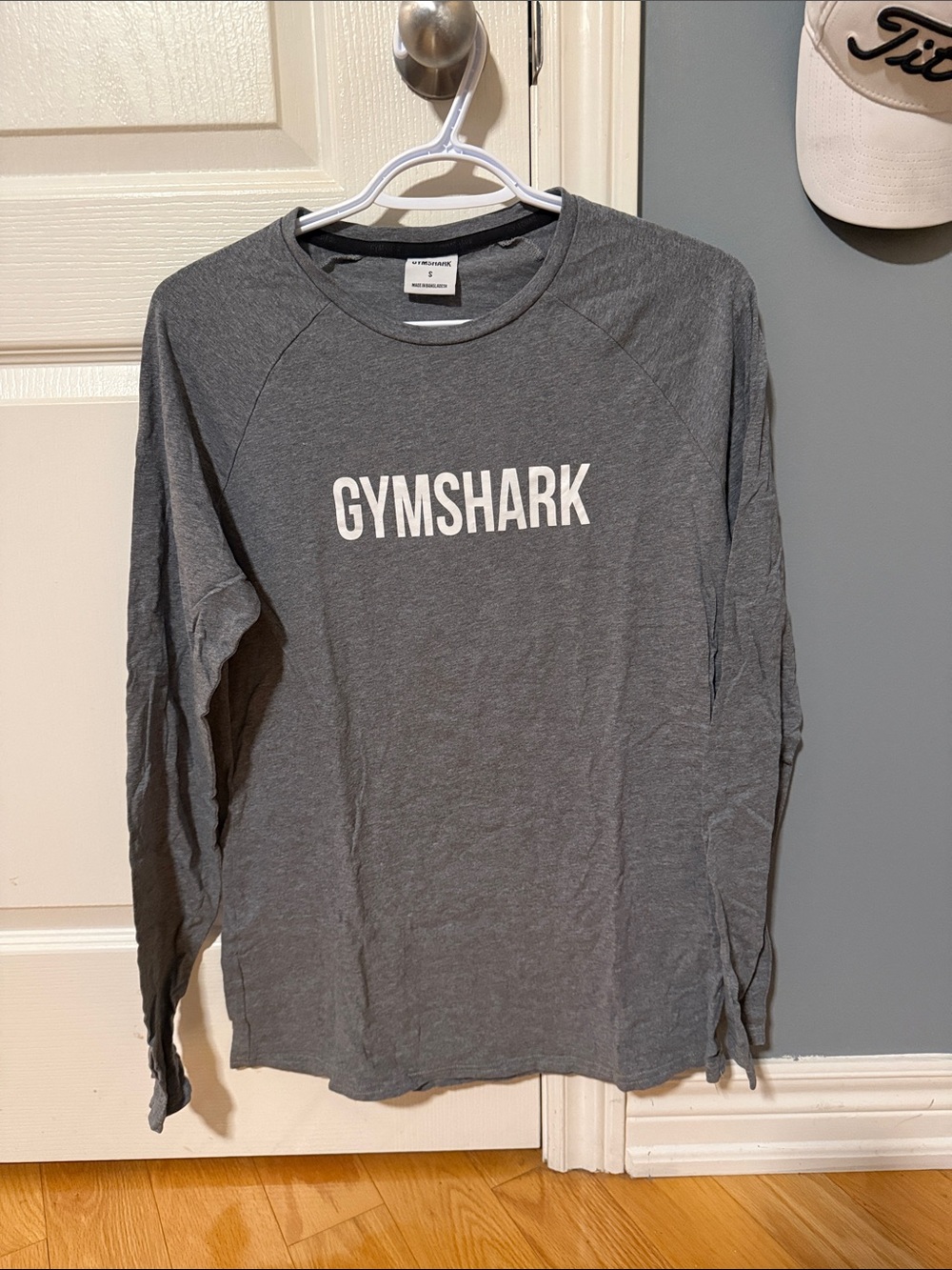 Gymshark Gray Long Sleeve Crew Neck Shirt with Front Logo